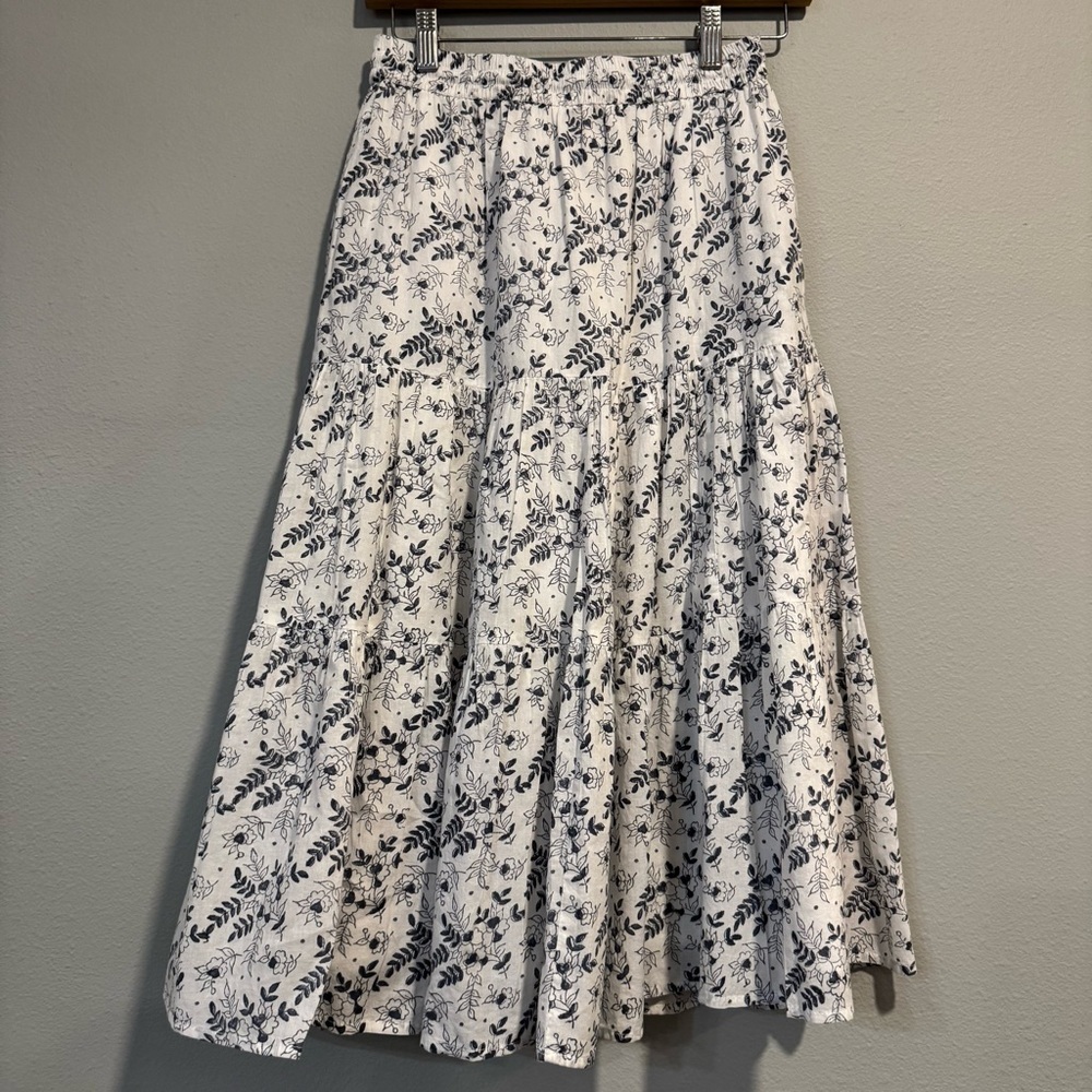 Cleobella Floral Tiered Midi Skirt Organic Cotton Boho XS - Picture 2 of 7